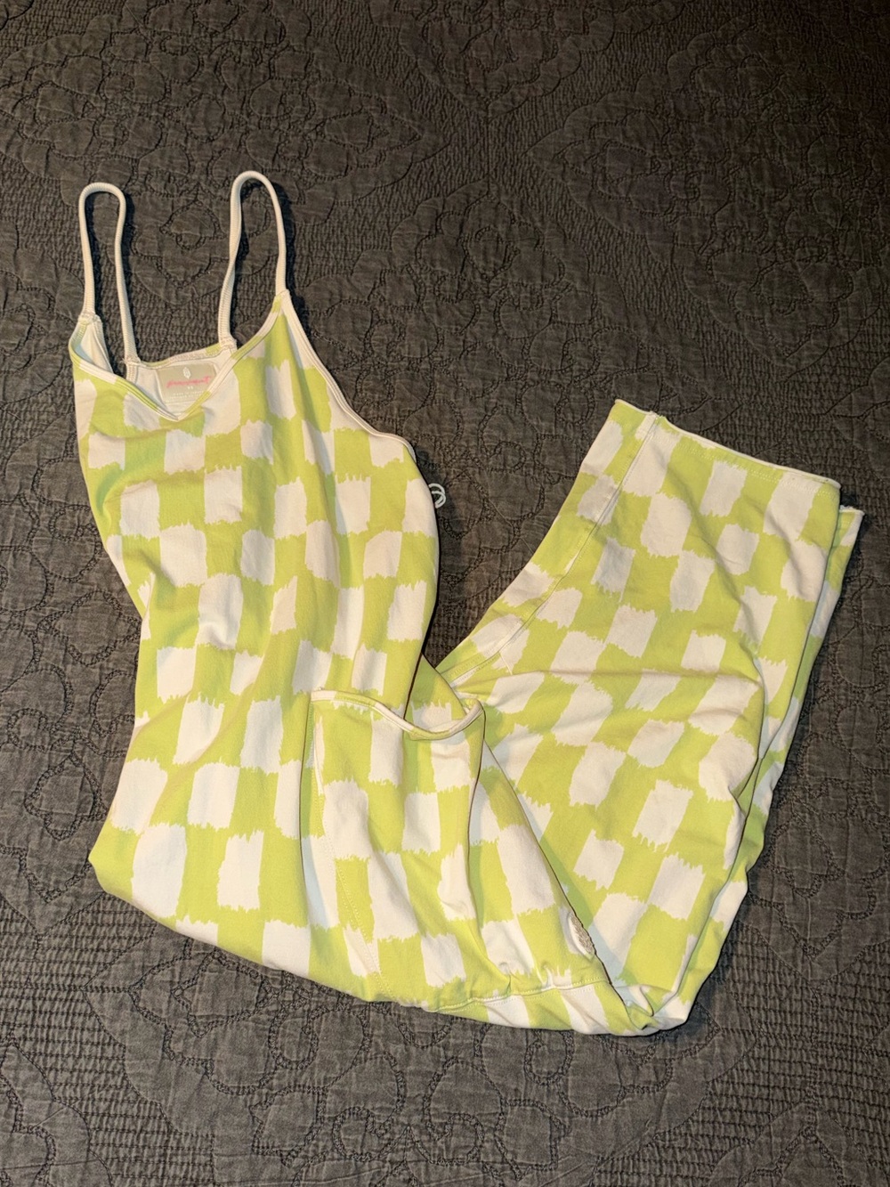 Free People/fp movement-Lime Green
Checkered Hot Shot Onsie-Size-XS